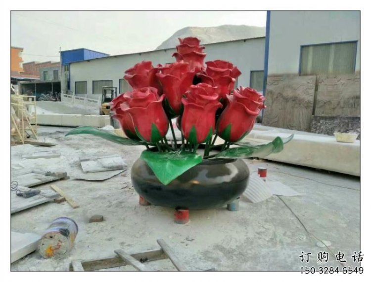 仿真牡丹花雕塑廠家，小區雕塑，牡丹花花朵雕塑制作