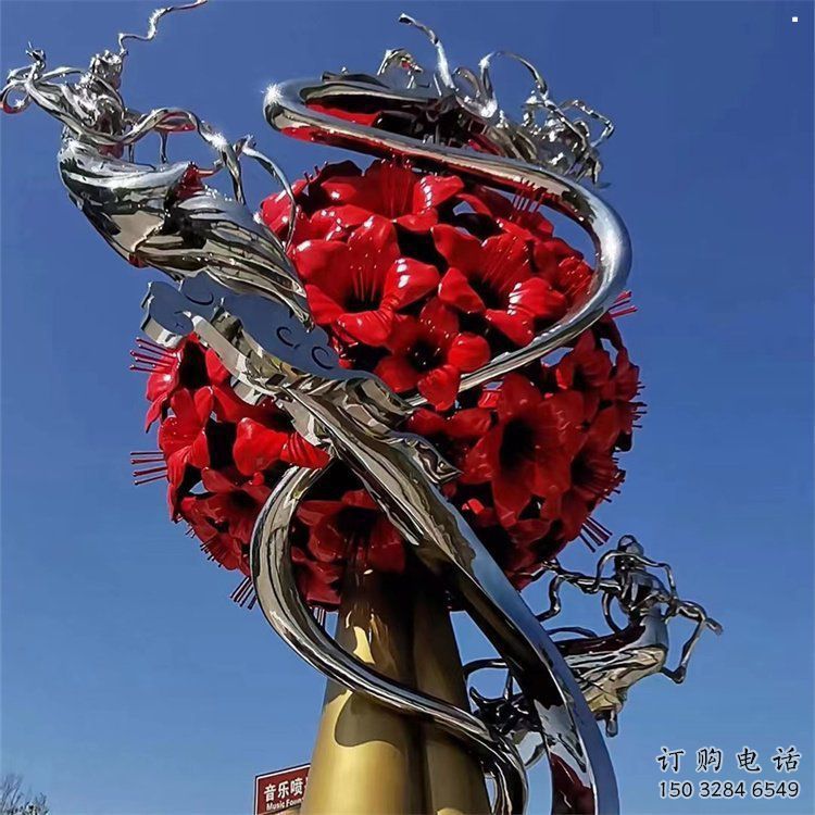 牡丹花雕塑制造，歐式風格，牡丹花花朵雕塑創(chuàng)意廠家