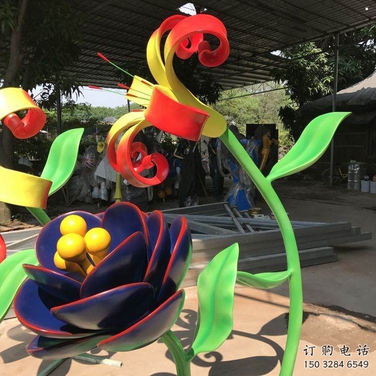 蘭花雕塑制造商，小區擺件，不銹鋼蘭花雕塑提供廠家
