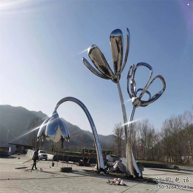 百合花雕塑供求，露天雕塑，標準不銹鋼百合花雕塑公司