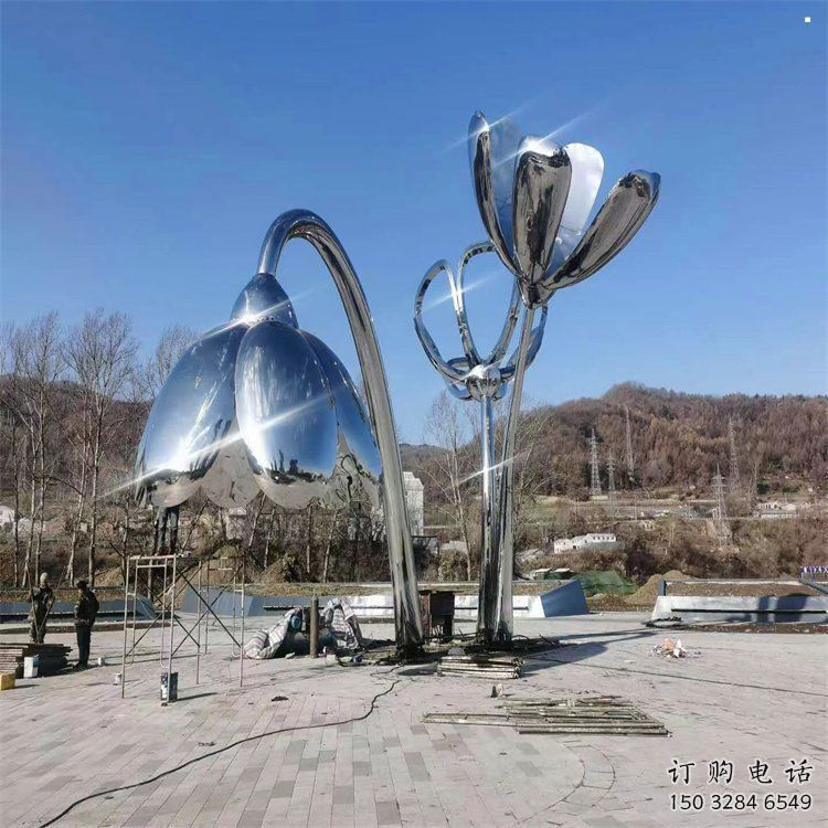 百合花雕塑供應，廣場雕塑，不銹鋼百合花雕塑供應商