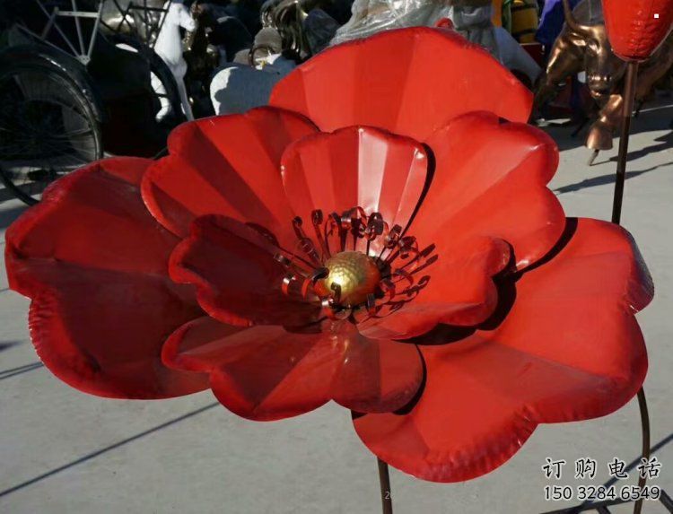 風(fēng)車花雕塑批發(fā)，烤漆工藝，不銹鋼風(fēng)車花雕塑承接