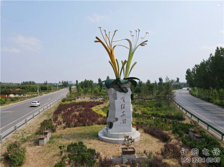 金銀花雕塑生產(chǎn)商，街頭藝術(shù)，不銹鋼金銀花雕塑廠家