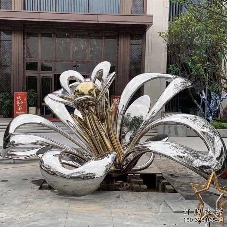 茉莉花雕塑定價，街頭雕塑，不銹鋼茉莉花雕塑廠家