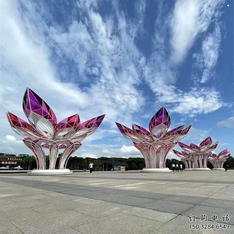茉莉花雕塑制作，陸地擺件，不銹鋼茉莉花雕塑制造商
