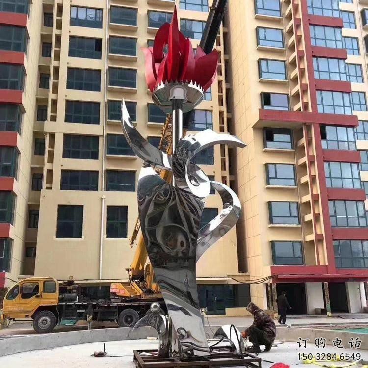 石榴花雕塑點擊，景觀雕塑，不銹鋼石榴花雕塑廠家