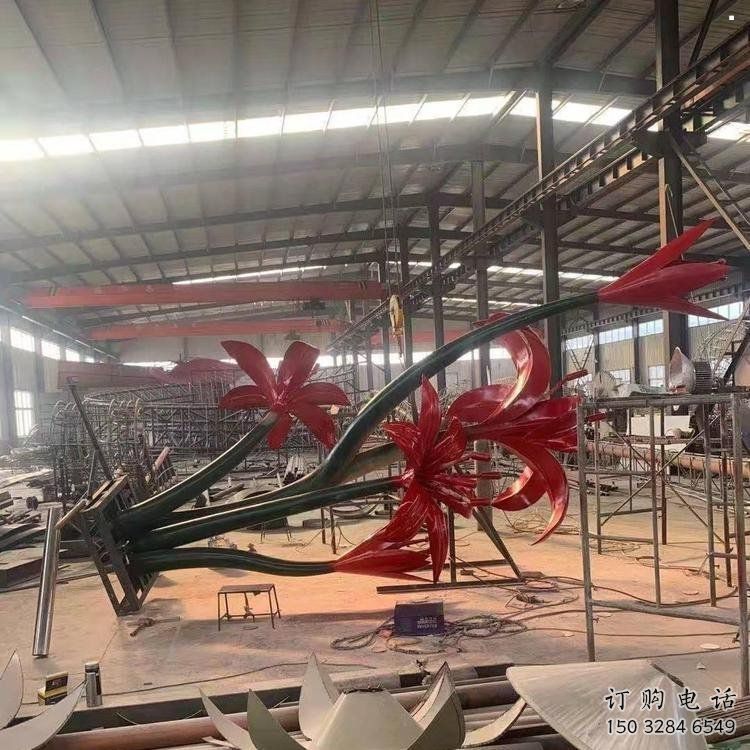 石榴花雕塑精品，標識雕塑，不銹鋼石榴花雕塑廠