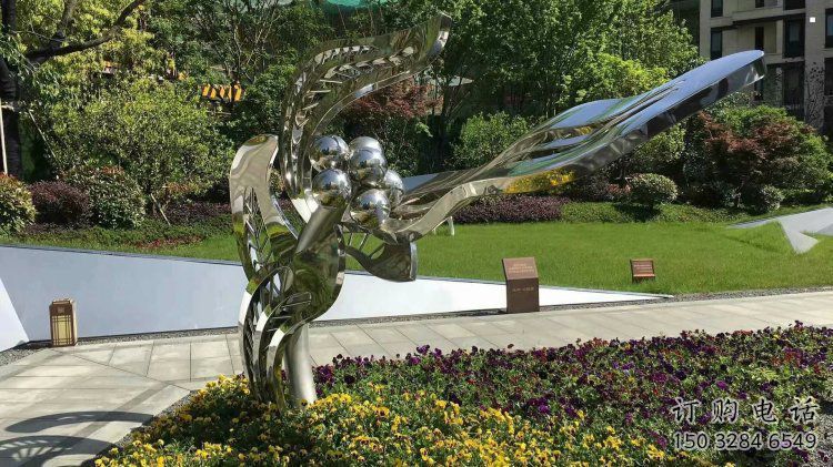 石榴花雕塑通用，街頭雕塑，不銹鋼石榴花雕塑標準