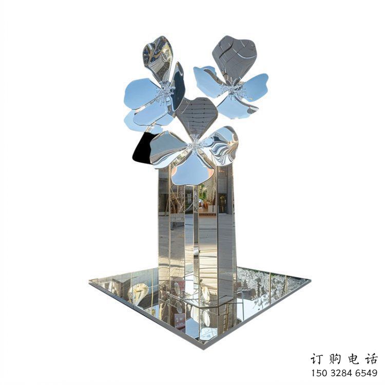 桃花雕塑供應，圓雕體系，不銹鋼桃花雕塑制作廠家