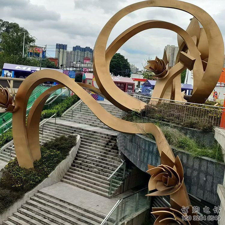 櫻花雕塑優(yōu)選，陸地擺件，不銹鋼櫻花雕塑廠家