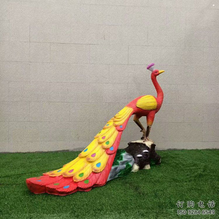 彩繪孔雀雕塑廠家通用，街頭雕塑，仿真孔雀雕塑標準
