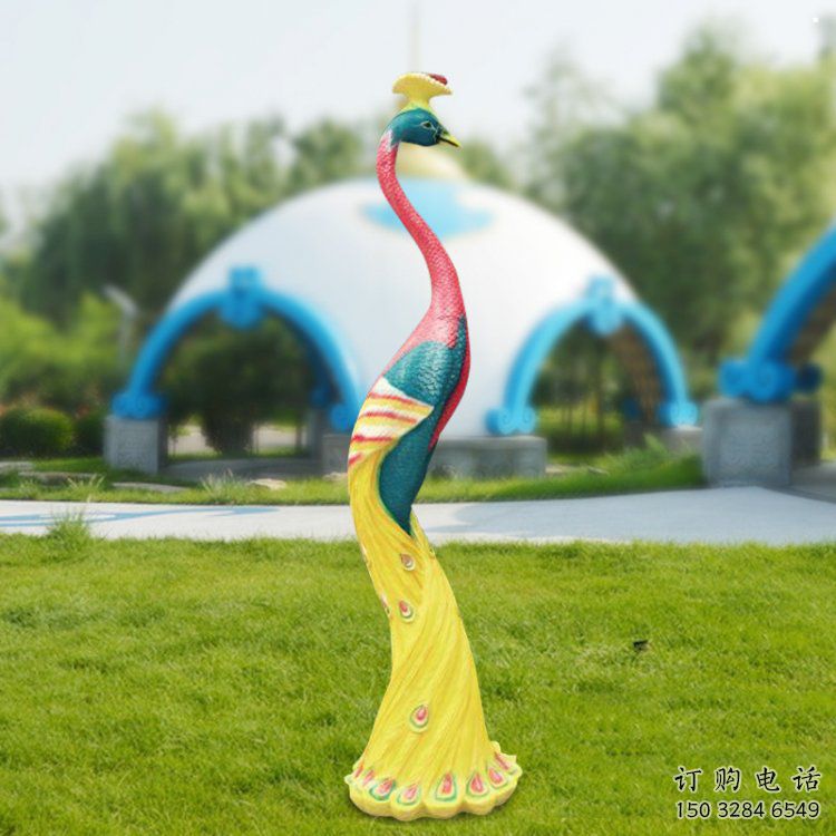 彩繪孔雀雕塑cj