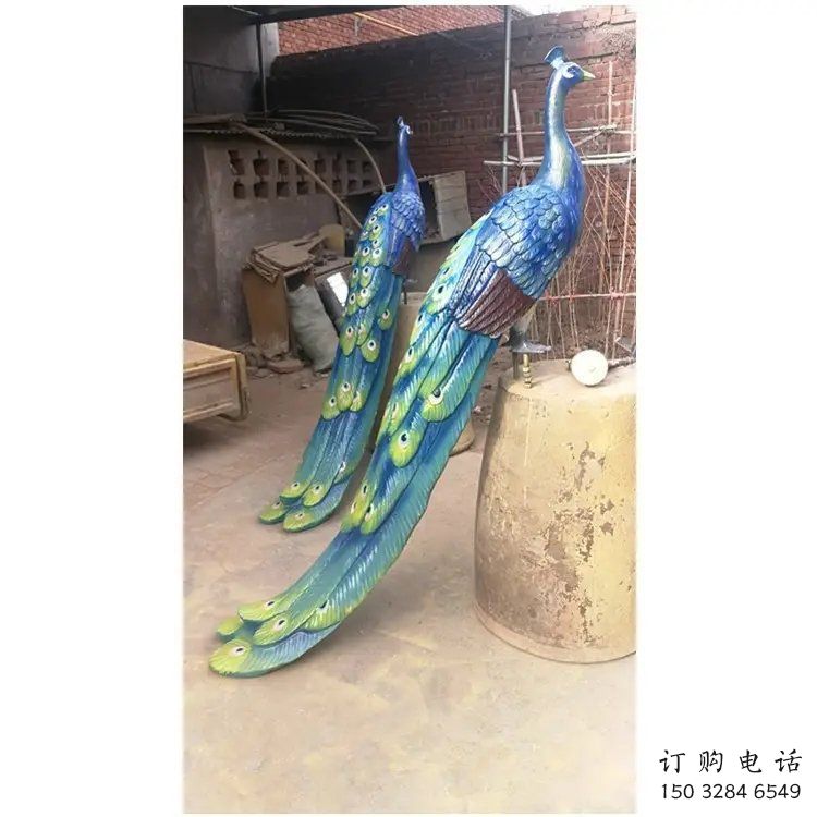 彩繪孔雀景觀批發，景觀雕塑，仿真孔雀雕塑定價