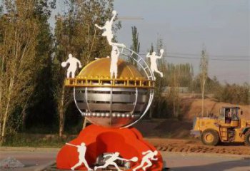 地球儀雕塑廠家，標(biāo)識(shí)雕塑，地球儀人物雕塑制作