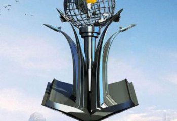 地球儀雕塑制造，歐式風格，創意書籍地球儀雕塑廠家