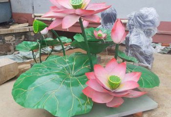 鋼鑄荷花雕塑常用，鋼管組合，園林荷花雕塑定價(jià)