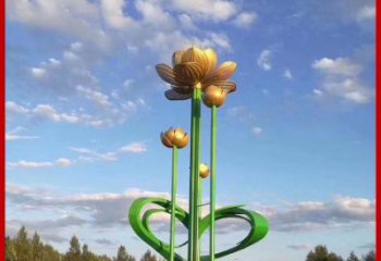 荷花雕塑供需，彩鋼制作，大型仿真荷花雕塑公司