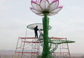 建筑荷花雕塑精選，露天雕塑，鏤空仿真荷花雕塑訂做