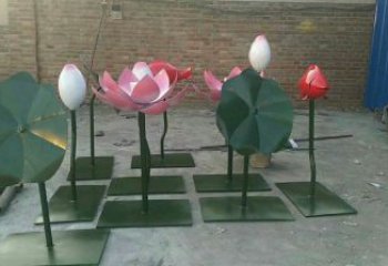 現代荷花雕塑定制，中式工藝，仿真荷花雕塑造型優價