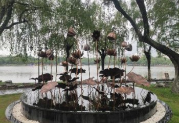 荷花雕塑生產，圓雕系列，別墅銅荷花雕塑生產商