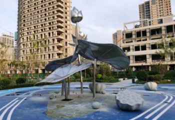 廣場(chǎng)荷葉雕塑優(yōu)價(jià)，美陳組合，不銹鋼荷葉雕塑廠家