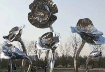 荷葉雕塑廠家選用，美陳雕塑，不銹鋼荷葉雕塑展示