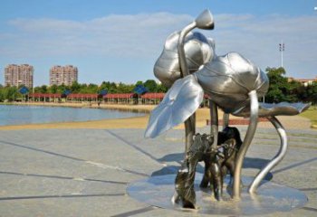 荷葉雕塑供求，白鋼構(gòu)件，不銹鋼荷葉雕塑觀賞型