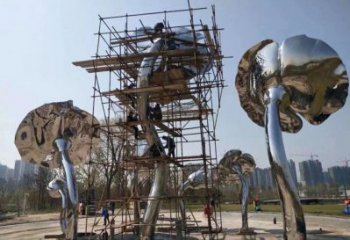 商場(chǎng)荷葉雕塑常用，公園小品，不銹鋼荷葉雕塑生產(chǎn)商