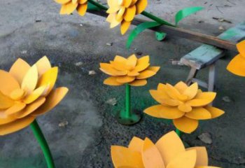 黃蓮花雕塑精選，室外軟裝，烤漆黃蓮花雕塑廠家
