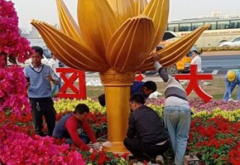 金蓮花雕塑預定，白鋼構件，不銹鋼金蓮花雕塑廠家選定