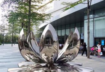 蓮花雕塑定做，標(biāo)識雕塑，鏡面蓮花雕塑選定