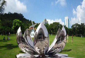 蓮花雕塑供給，街道標(biāo)識，不銹鋼鏡面蓮花雕塑廠家