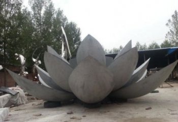 蓮花雕塑定制，村標(biāo)概念，戶外不銹鋼蓮花雕塑預(yù)定