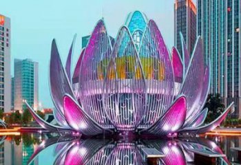 鏤空蓮花雕塑特供，酒店擺件，美陳燈光蓮花雕塑訂做