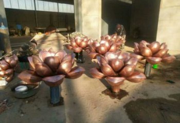 銅水蓮花雕塑鑄造訂做，景觀概念，大型水蓮花銅雕塑