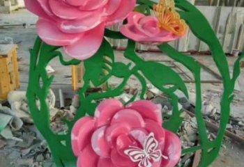月季雕塑特供，白鋼構件，景觀月季花朵雕塑供應