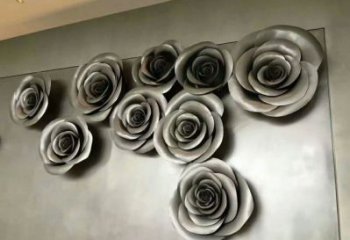 月季花雕塑定制，花卉雕塑，園林不銹鋼月季花雕塑預定