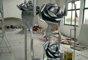 月季花雕塑制作，美陳雕塑，不銹鋼月季花雕塑定制廠家