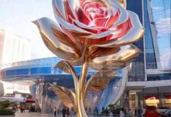 大型月季花雕塑廠家，街頭藝術，不銹鋼月季花雕塑通用