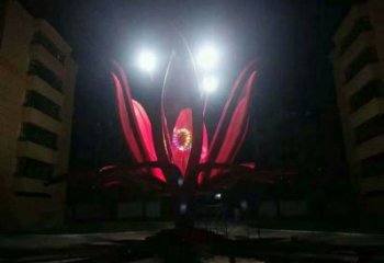 燈光花朵雕塑常用，公園小品，燈光茶花雕塑生產商