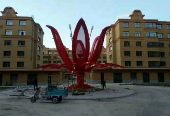 燈光花朵雕塑選用，美陳雕塑，燈光茶花雕塑廠家