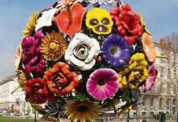 花球雕塑優(yōu)價(jià)，村標(biāo)概念，不銹鋼花球雕塑廠家精品