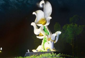 蘭花雕塑精選，美陳雕塑，鍛鋼蘭花花朵雕塑通用