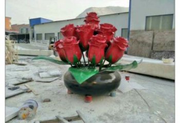 大型玫瑰花朵雕塑定制，多彩藝術，景觀玫瑰花朵雕塑定價