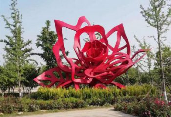 牡丹花雕塑精選，陸地擺件，不銹鋼牡丹花雕塑廠家