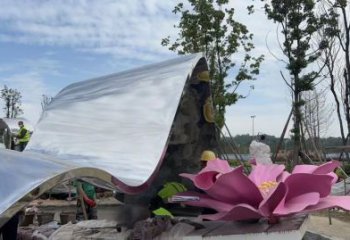 牡丹花雕塑優選，多彩藝術，不銹鋼牡丹花雕塑選用