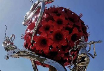 牡丹花雕塑供需，彩鋼制作，大型牡丹花花朵雕塑公司