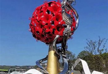 牡丹花雕塑選用，小區擺件，大型牡丹花花朵雕塑公司