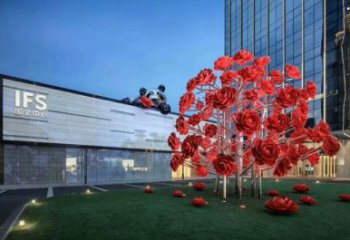 牡丹花雕塑預定，城區小品，牡丹花花朵雕塑制造商