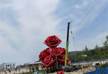 牡丹花雕塑制造，白鋼構件，牡丹花花朵雕塑廠家提供